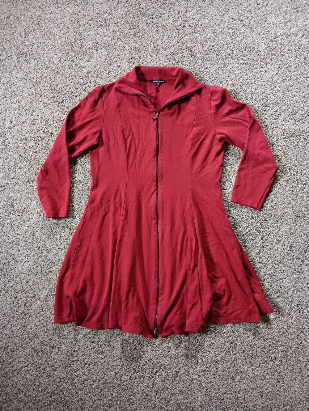Samuel Dong Red Zip Front A-Line Dress Womens Medium Modern Designer